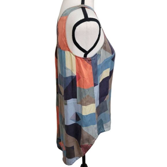 ELK Size XS Hi Low Sleeveless Abstract Silk Blouse 100% Silk - Picture 2 of 5
